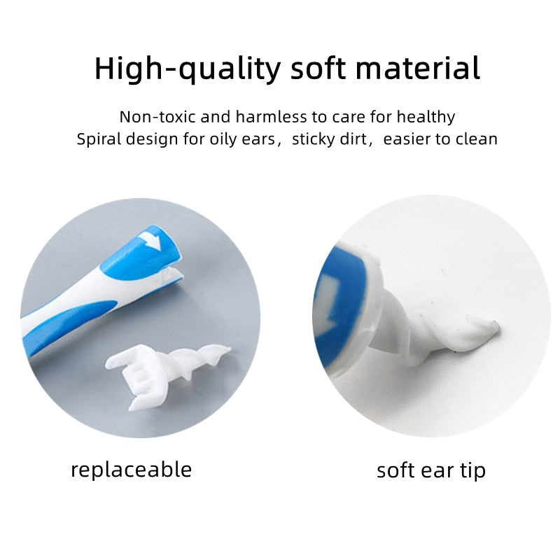 Ear Cleaner With Soft Silicone Ear Wax Remover Tool 16 Replacement Tips Spiral Earwax Cleaner Health Ear Cleaner Ear Care Tools