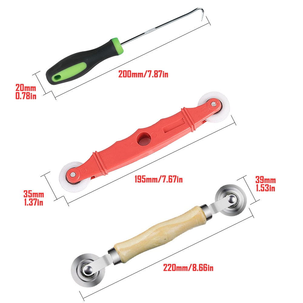 2IN1 Rubber Rolling Wheel Tools Wooden Handle Spline Roller For Renovator Window Installation Screen Door Household Hand Tool