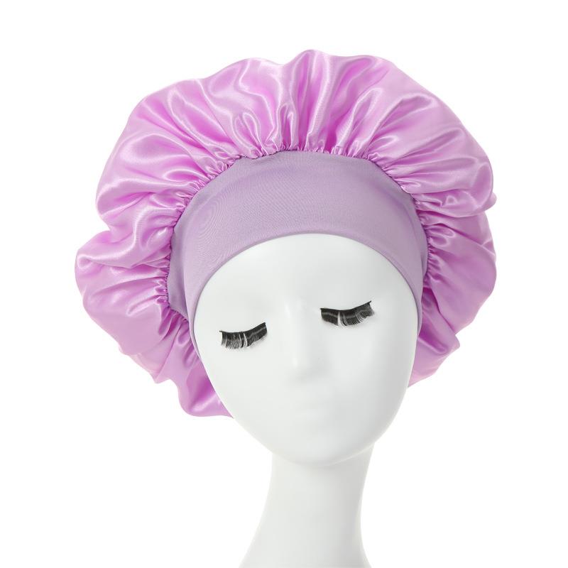 Women Night Sleep Hair Caps Silky Bonnet Satin Double Layer Adjust Head Cover Hat For Curly Springy Hair Styling Accessories