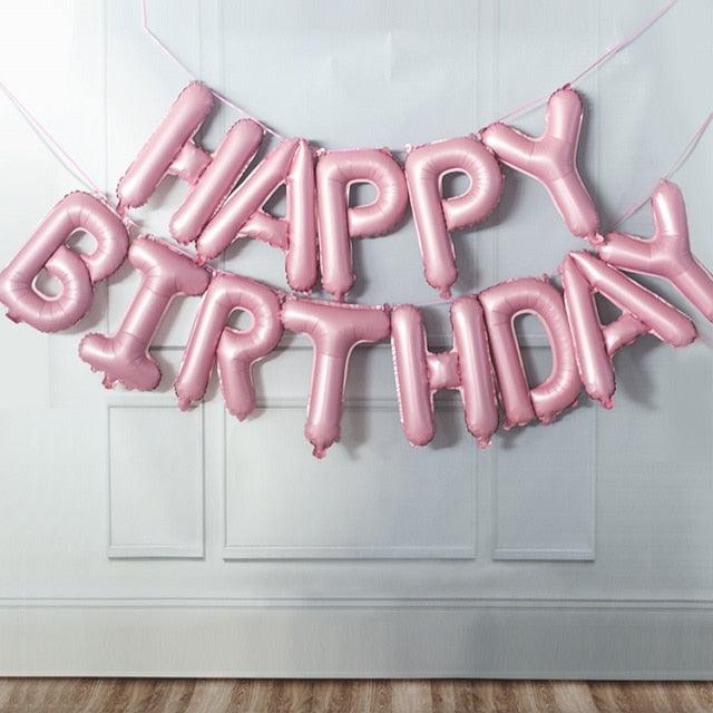 13pcs Birthday Balloons Decoration Rose Gold Foil Letter Balloon Set Happy Birthday Globos Kids Party Banner Supplies