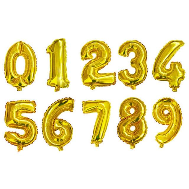 16 32 40 Inch Silver Gold Foil Number Balloons Digital Globos Birthday Wedding Party Decorations Ballons Baby Shower Supplies