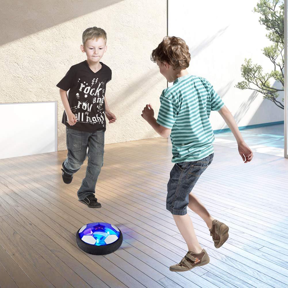 Floating LED Football Toys Air Power Soccer Disc Hovering Football Game Light Toy Flashing Ball Toys with Soccer goals