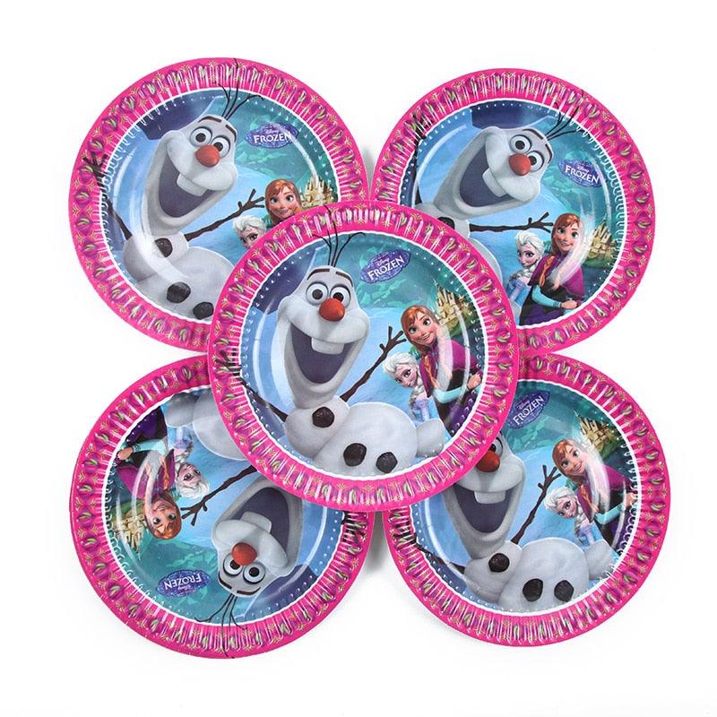 Disney Frozen Anna and Elsa Princess Birthday Party Decorations Kids Disposable Tableware Birthday Party Decorations Supplies