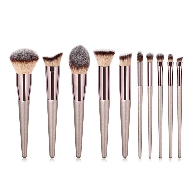 4/10pcs Champagne makeup brushes set for cosmetic foundation powder blush eyeshadow kabuki blending make up brush beauty tool