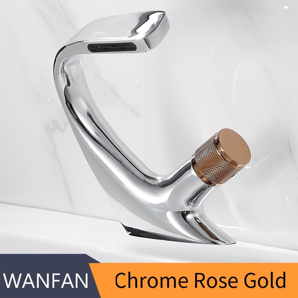 Basin Faucets Matte Black Modern Bathroom Mixer Tap Brass Washbasin Faucet Single Handle Single Hole Elegant Crane 855818