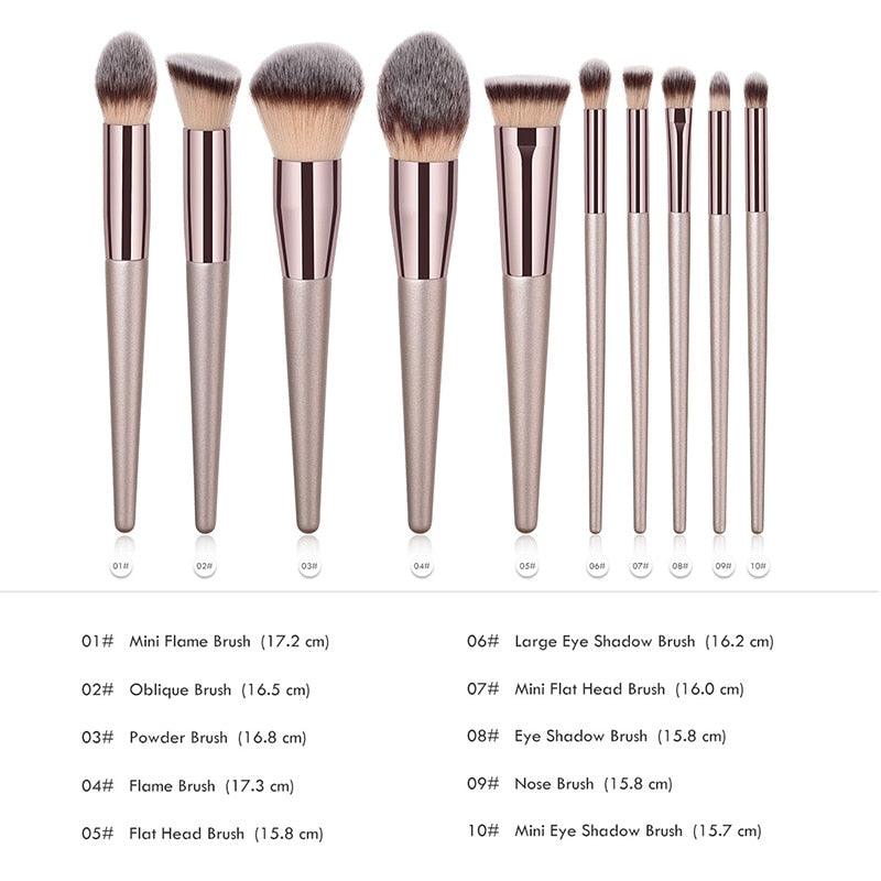 Hot Champagne Makeup Brushes Set for Women Cosmetic Foundation Powder Blush Eyeshadow Kabuki Blending Make Up Brush Beauty Tools