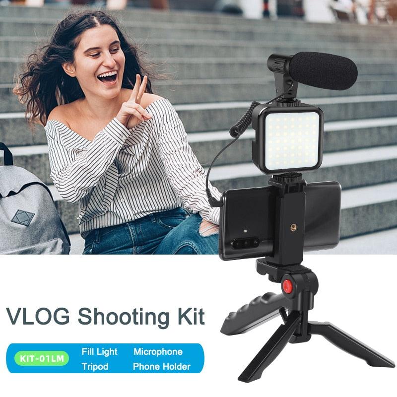 MAMEN Portable Vlogging Kit Video Making Equipment with Tripod Bluetooth Control for SLR Camera Smartphone Youtube Photography