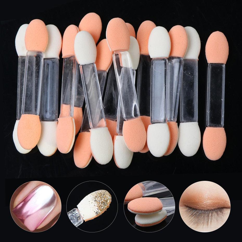 10pcs Nail Powder Brushes Sponge Glitter Picking Disposable Double Sided Eyeshadow Applicators Brush Makeup Cosmetic Tools TR194
