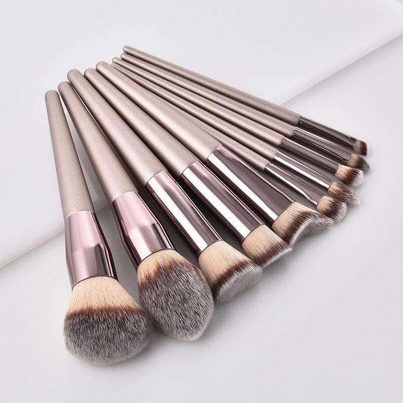 Hot Champagne Makeup Brushes Set for Women Cosmetic Foundation Powder Blush Eyeshadow Kabuki Blending Make Up Brush Beauty Tools