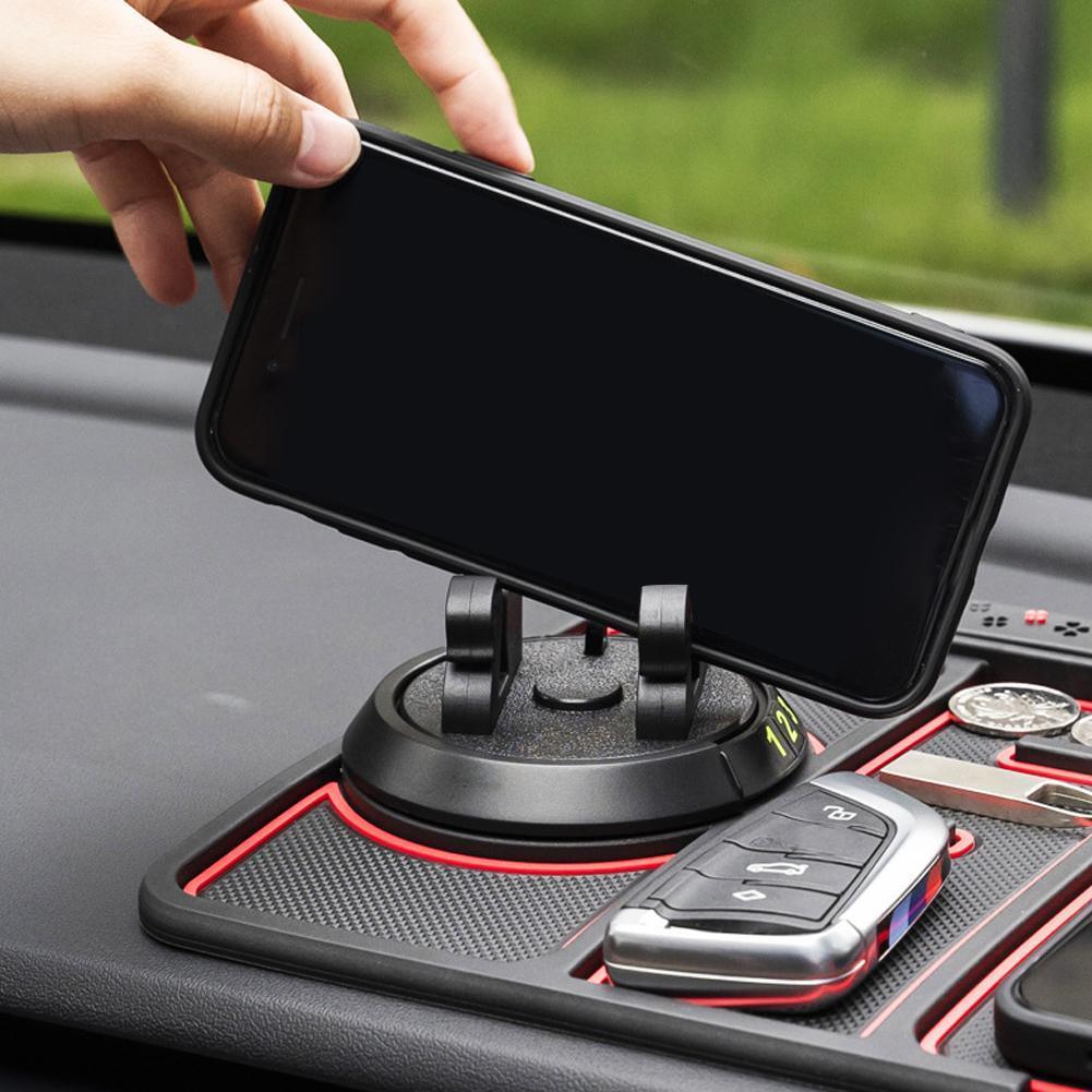 4 In 1 Car Anti-Slip Mat Silicone Dashboard Sticky Phone Holder Mat Auto Non-Slip Phone Pad w Phone Holder Function Car Interior