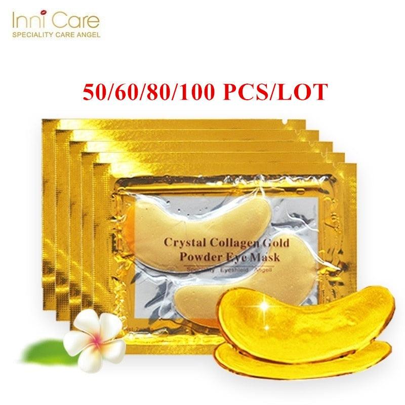 InniCare 50/60/80/100 Pcs Crystal Collagen Gold Eye Mask Dark Circles Acne Beauty Patches For Eye Skin Care Korean Cosmetics