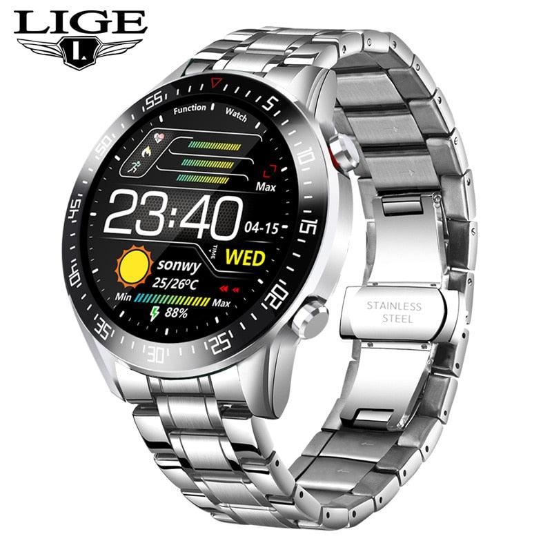 LIGE 2021 Fashion Full Circle Touch Screen Mens Smart Watches IP68 Waterproof Sports Fitness Watch Luxury Smart Watch for men
