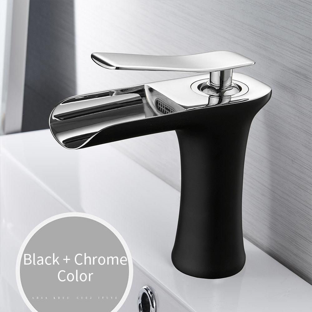 Basin Faucets Waterfall Bathroom Faucet Single handle Basin Mixer Tap Bath Antique Faucet Brass Sink Water Crane Silver 6009