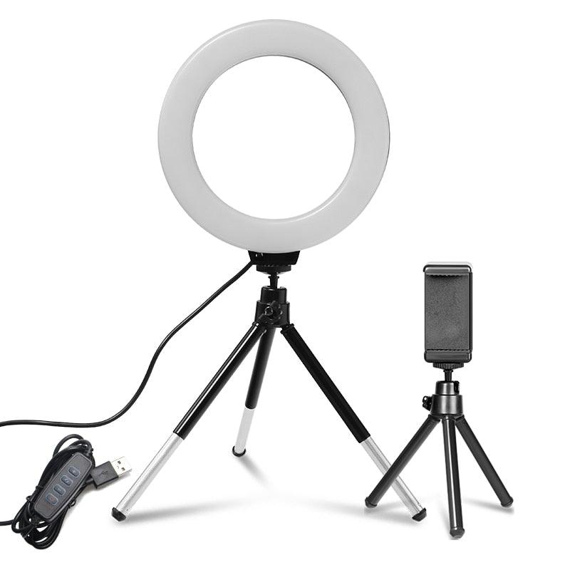 6inch Mini Selfie Ring Light Desktop LED Lamp Video Light With Tripod Phone Clip For YouTuber Photo Photography Studio