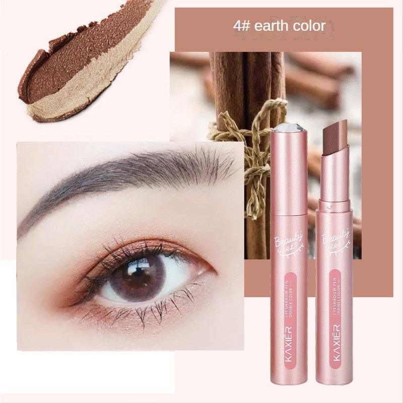 High Quality Double Color Gradient Eye Shadow Stick Matte Eyeshadow Waterproof Bicolor Shimmer Cosmetics Beauty Makeup Tool