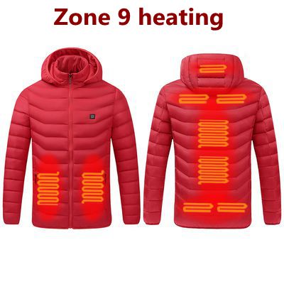 Men 9 Areas Heated Jacket USB Winter Outdoor Electric Heating Jackets Warm Sprots Thermal Coat Clothing Heatable Cotton jacket
