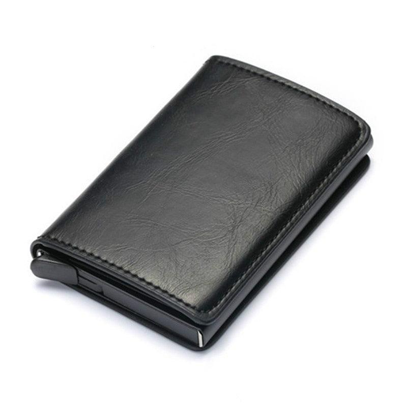 Customized Wallet 2023 Credit Card Holder Men Wallet RFID Aluminium Box Bank Card Holder Vintage Leather Wallet with Money Clips