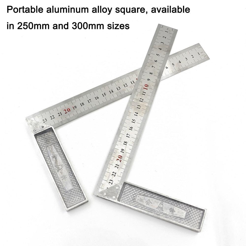 250/300mm Aluminum Square Ruler Right Angle 90 Turning ruler Woodworking Measuring Tool Angle Square Ruler For Student Carpenter