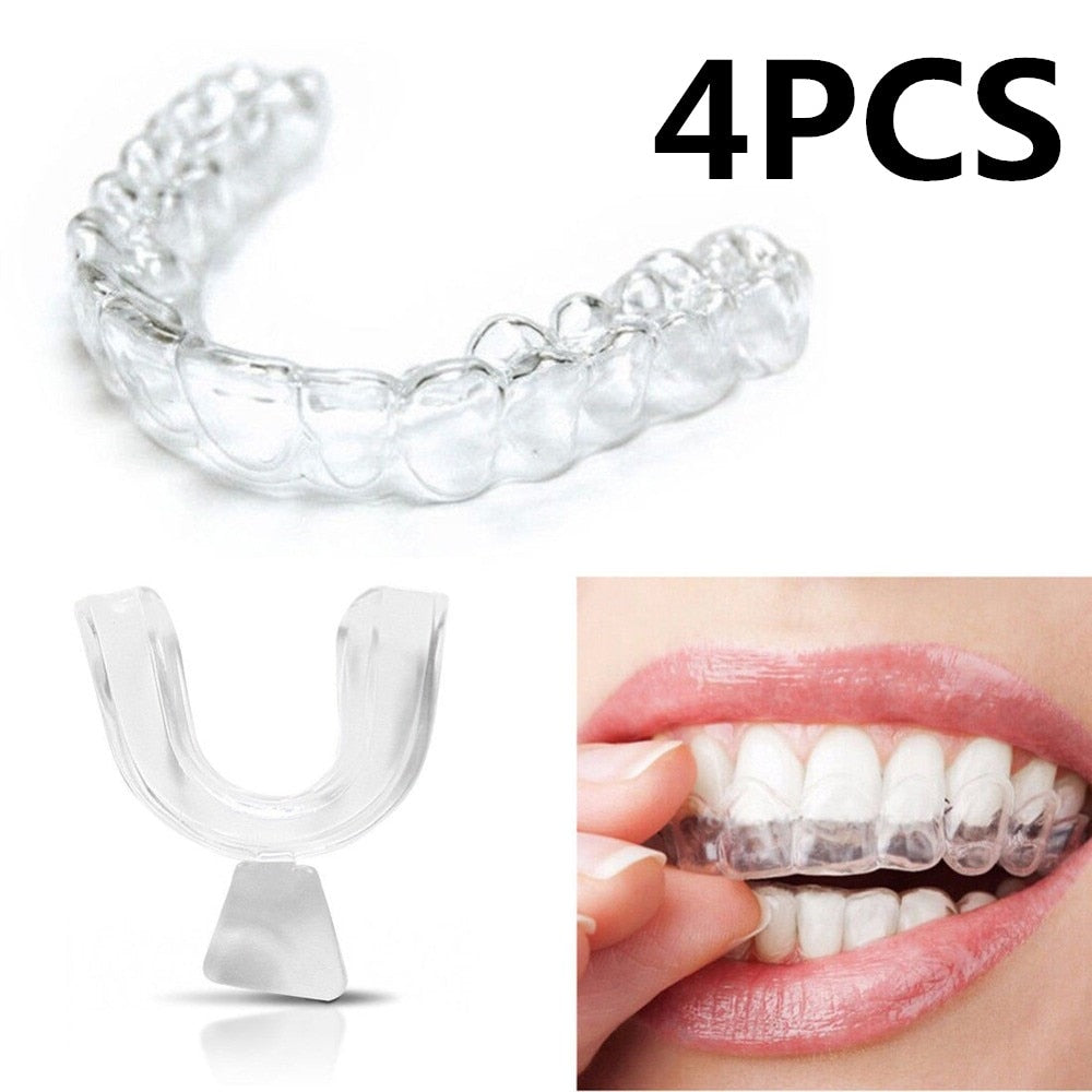 4pcs Silicone Night Mouth Guard for Teeth Clenching Grinding Dental Bite Sleep Aid Whitening Teeth Mouth Tray