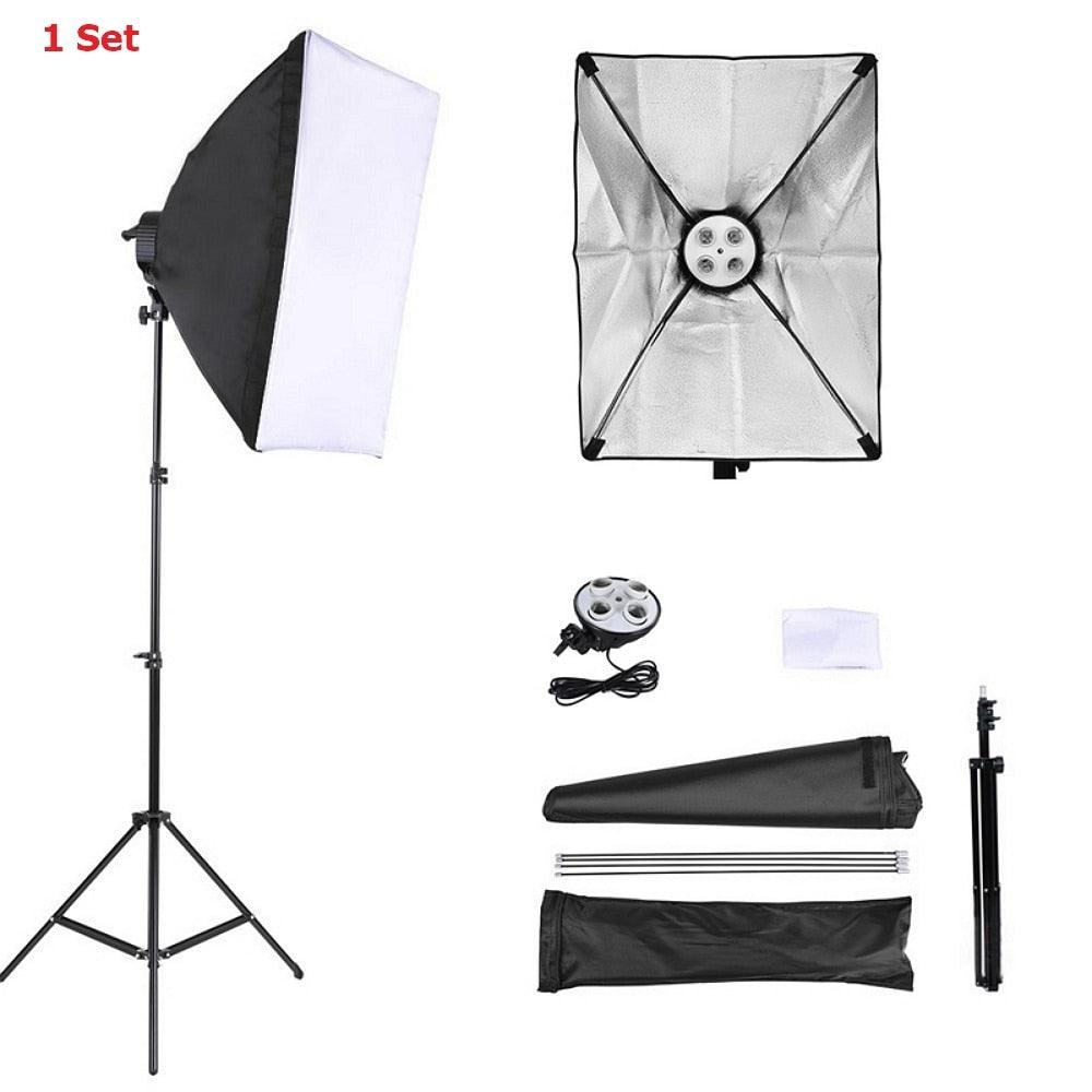 Photo Studio Softbox 50*70cm Diffuser 4 in 1 Socket E27 Lamp Holder 2M Light Stand Tripod Photo Studio Kit for Photography Video