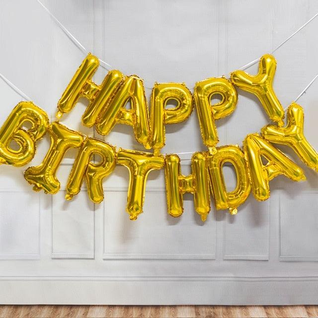 13pcs Birthday Balloons Decoration Rose Gold Foil Letter Balloon Set Happy Birthday Globos Kids Party Banner Supplies