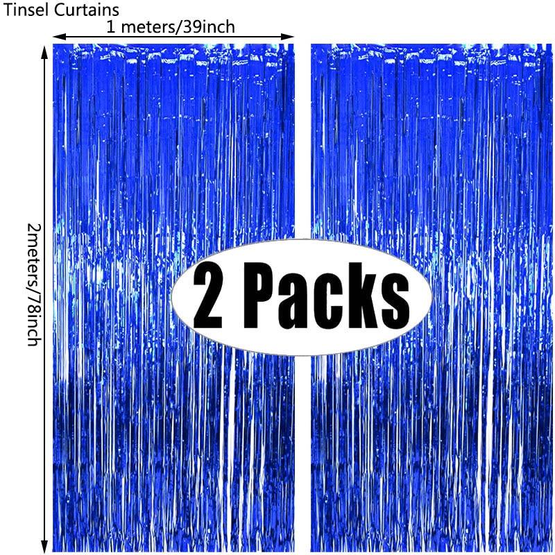 2Pack Party Backdrop Metallic Foil Fringe Tinsel Curtain Adult Kids Birthday Party Wedding Decoration Baby Shower Favor Supplies