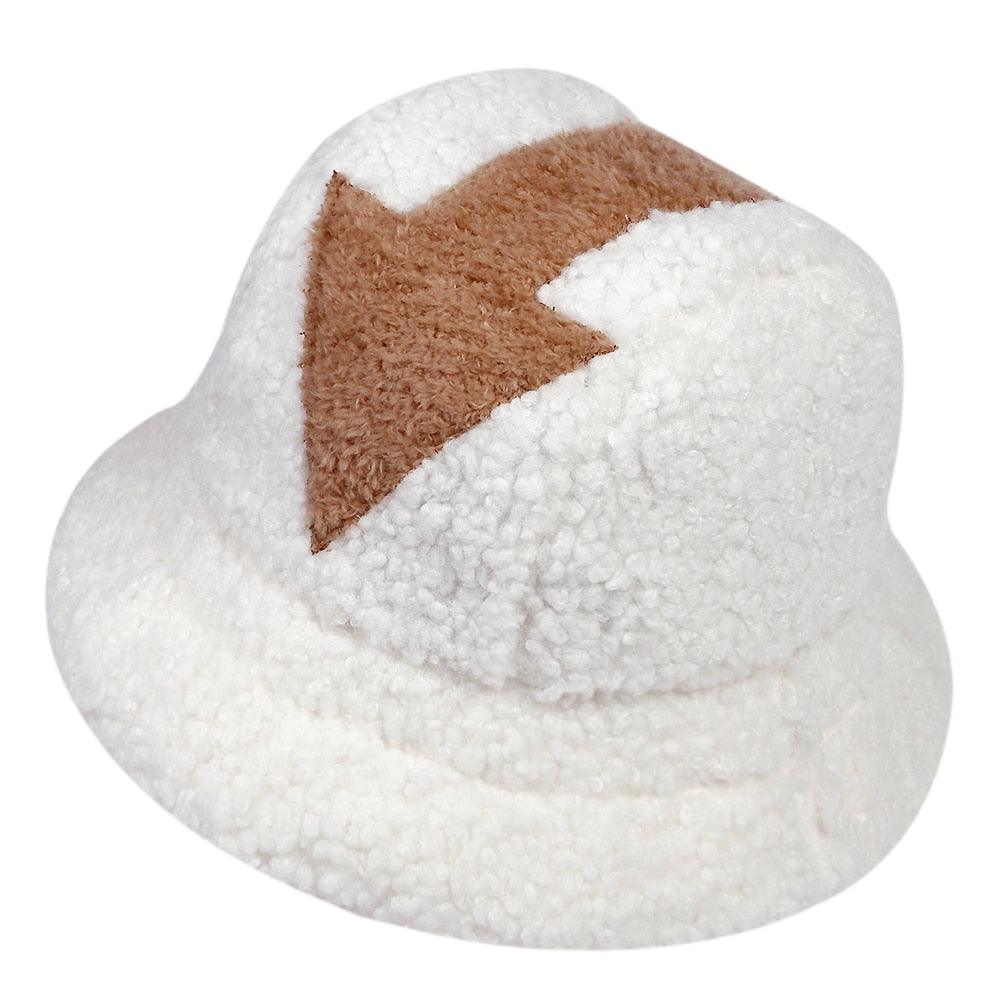 appa bucket hat Lamb wool hat winter warm Fishing Caps Faux Fur Arrow Symbol Printed Bucket Hat Men Women tide Flat Top Hats