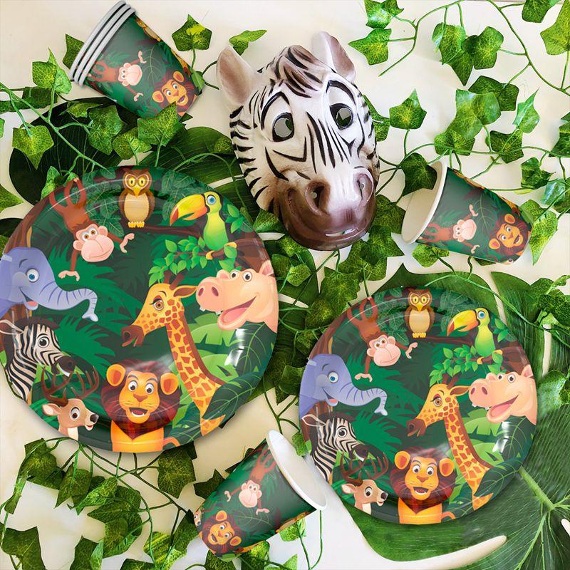 Disposable Tableware Set For Animals Birthday Jungle Party Decoration Kids Safari Party Decor Jungle Party Supplies Baby Shower