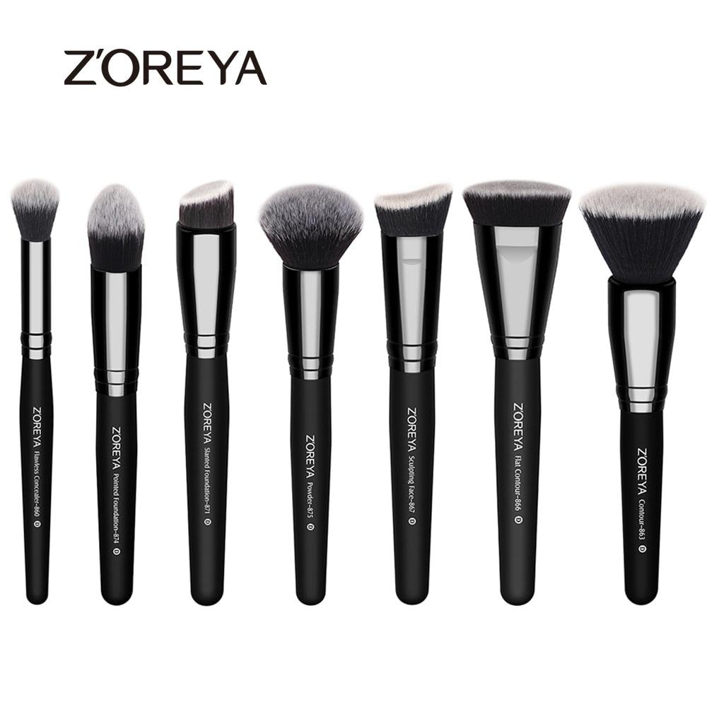 ZOREYA Black Makeup Brushes Set Eye Face Cosmetic Foundation Powder Blush Eyeshadow Kabuki Blending Make up Brush Beauty Tool