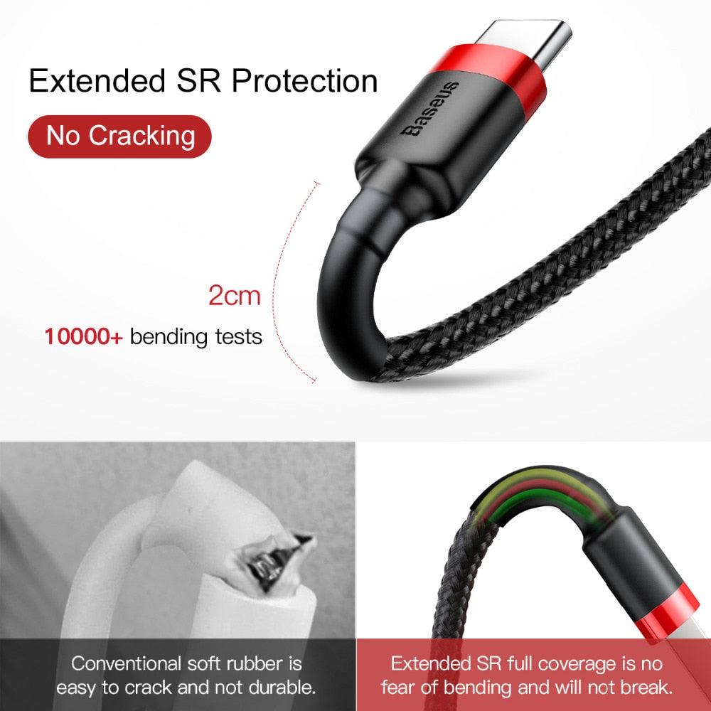 USB Type C Cable for Samsung S10 S9 Quick Charge 3.0 Cable USB C Fast Charging for Huawei P30 Xiaomi USB-C Charger Wire