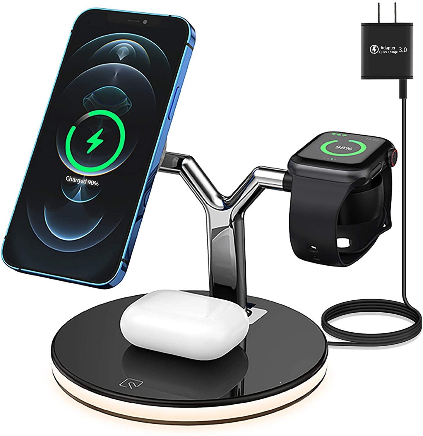 25W 3 in 1 Magnet Qi Fast Wireless Charger For Iphone 12 Mini Pro MAX Charging Station For Apple Watch 6 5 4 3 2 1 AirPods Pro