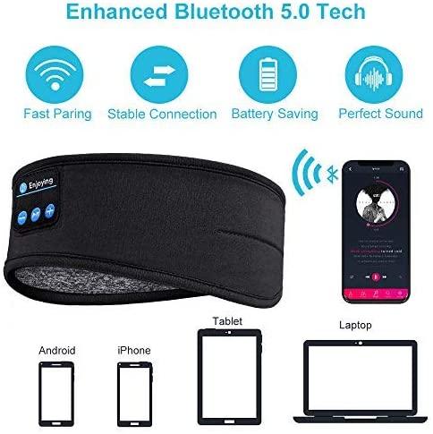 Bluetooth Sleeping Headphones Sports Headband Thin Soft Elastic Comfortable Wireless Music Earphones Eye Mask for Side Sleeper