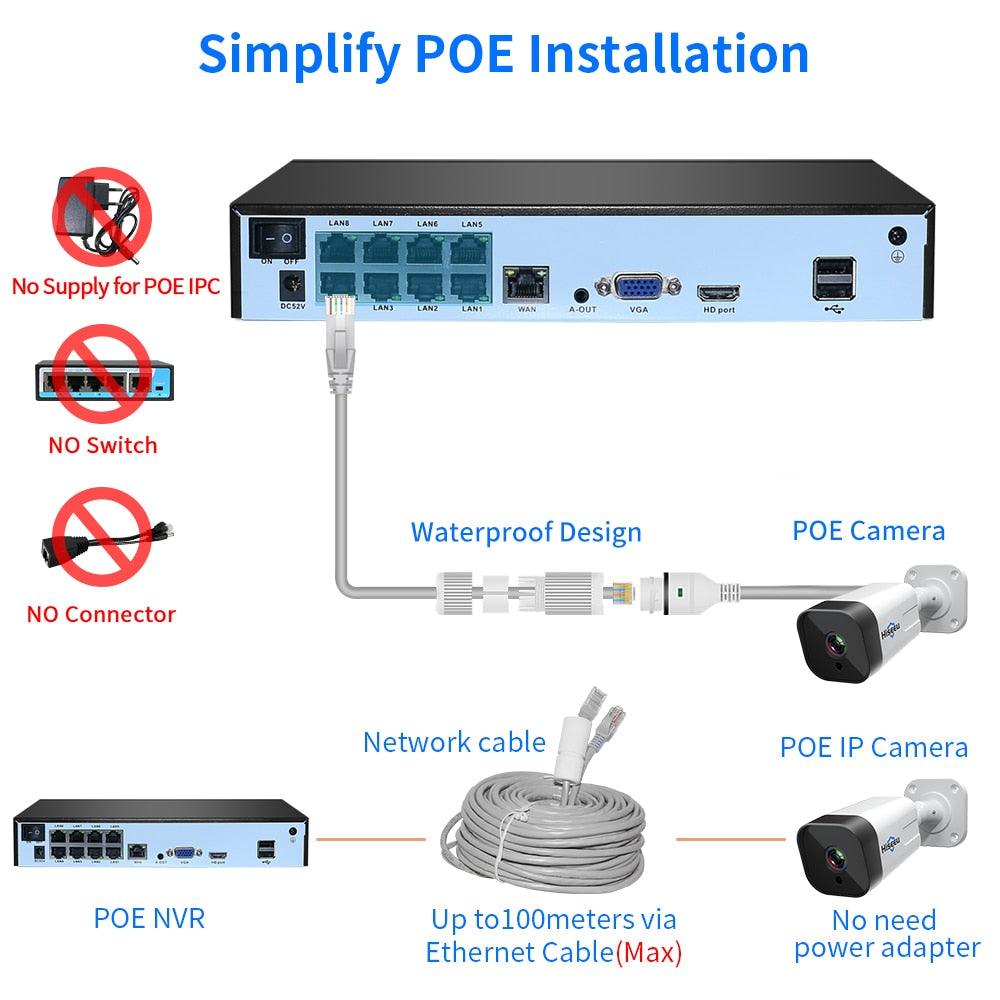 Hiseeu 4K 8MP 5MP 3MP 8CH POE IP Surveillance Camera Security System Kit Set AI Face Detection Two-way Audio Smart CCTV HD NVR