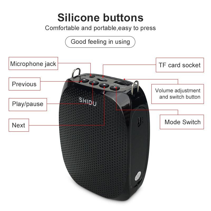 SHIDU 10W Portable Voice Amplifier Wired Microphone Audio Speaker Natural Stereo Sound Loudspeaker for Teacher Megaphone S258