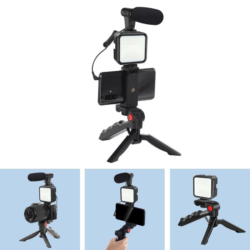 MAMEN Portable Vlogging Kit Video Making Equipment with Tripod Bluetooth Control for SLR Camera Smartphone Youtube Photography