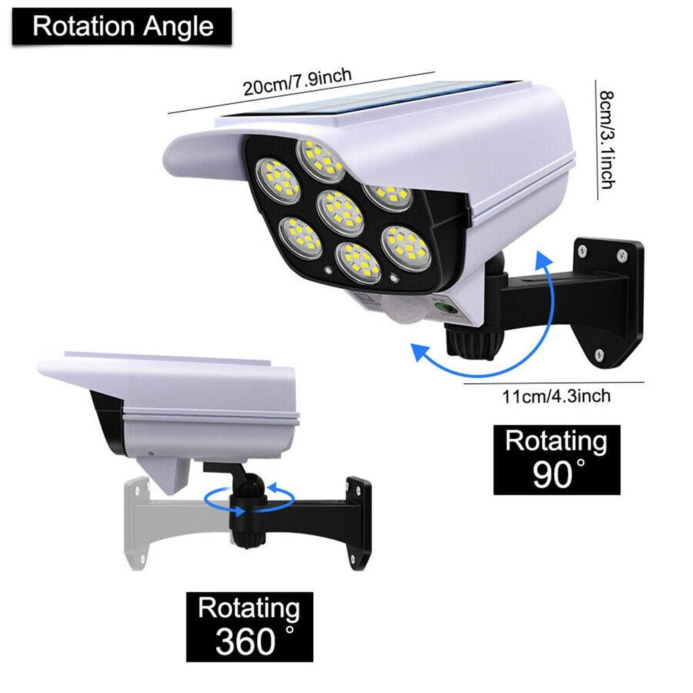 Outdoor Solar Light Motion Sensor Security Dummy Camera Wireless Flood Light IP65 Waterproof 77 LED Lamp 3 Mode For Home Garden