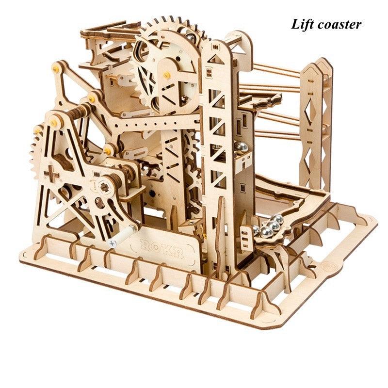 Robotime Rokr 4 Kinds Marble Run DIY Waterwheel Wooden Model Building Block Kits Assembly Toy Gift for Children Adult Dropship