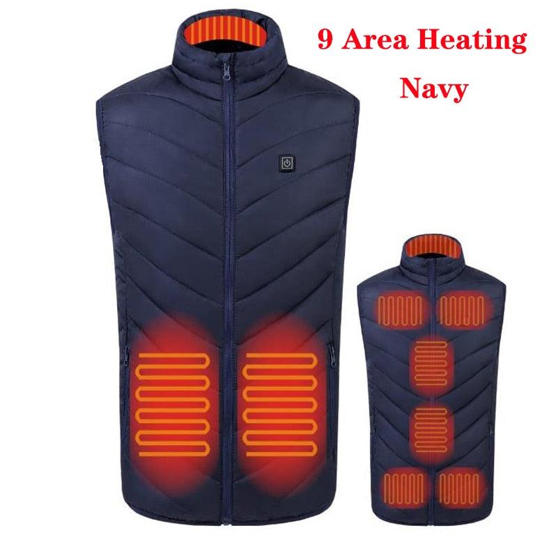 17/11 Places Heated Vest Men Women Usb Heated Jacket Heating Vest Thermal Clothing Hunting Vest Winter Heating Jacket BlackS-6XL