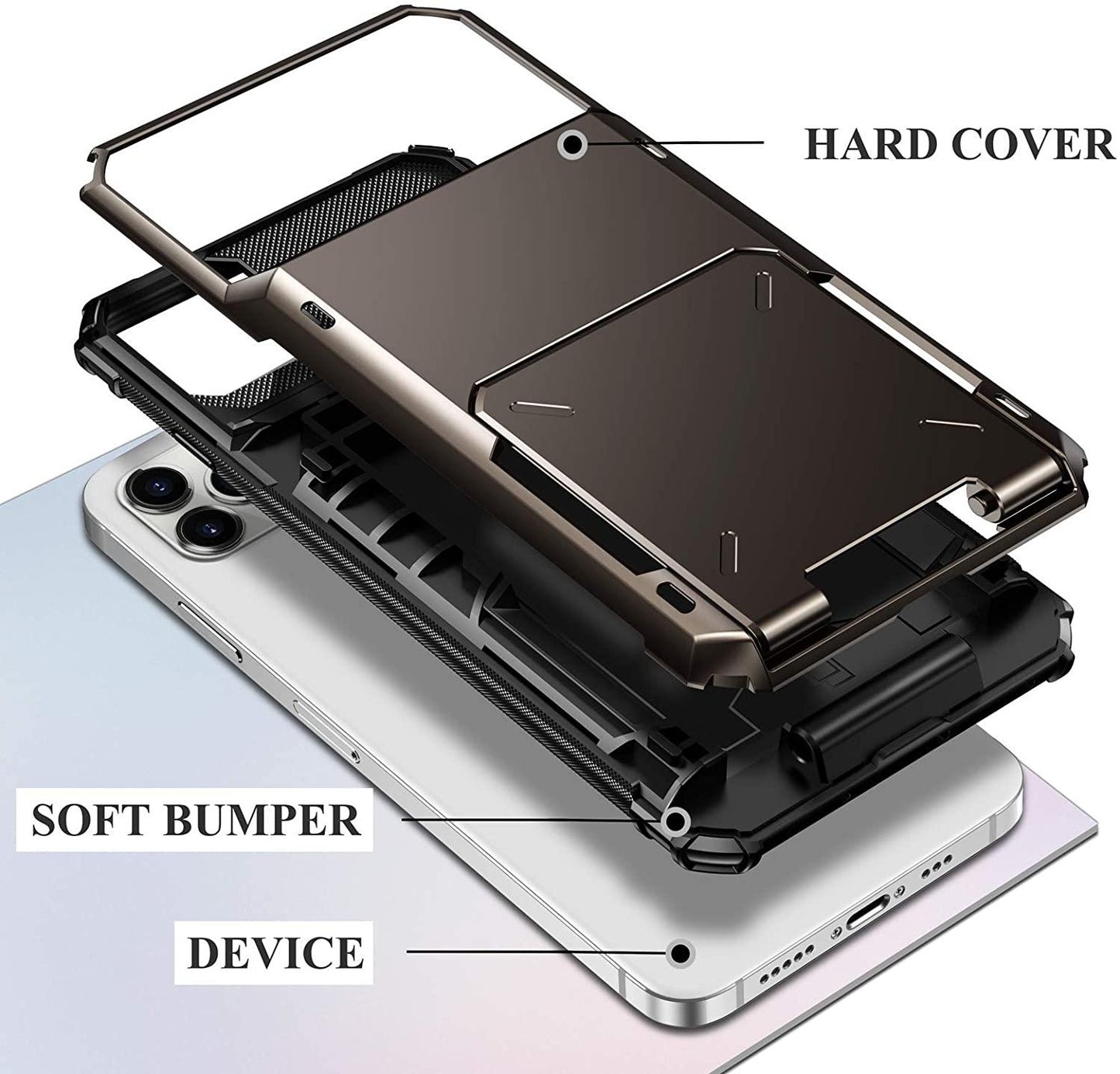 Card Slots Wallet Case For iPhone 13 11 12 Pro Max Mini 7 8 Plus X XS Max XR SE 2020 Cover Slide Armor Wallet Card Slots Holder