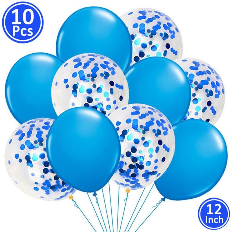Blue Silver Latex Foil Star Heart Balloons Happy Birthday Party Decorations Kids Helium Ballon 1st Baby Boy Supplies 1 2 3 4 5 6