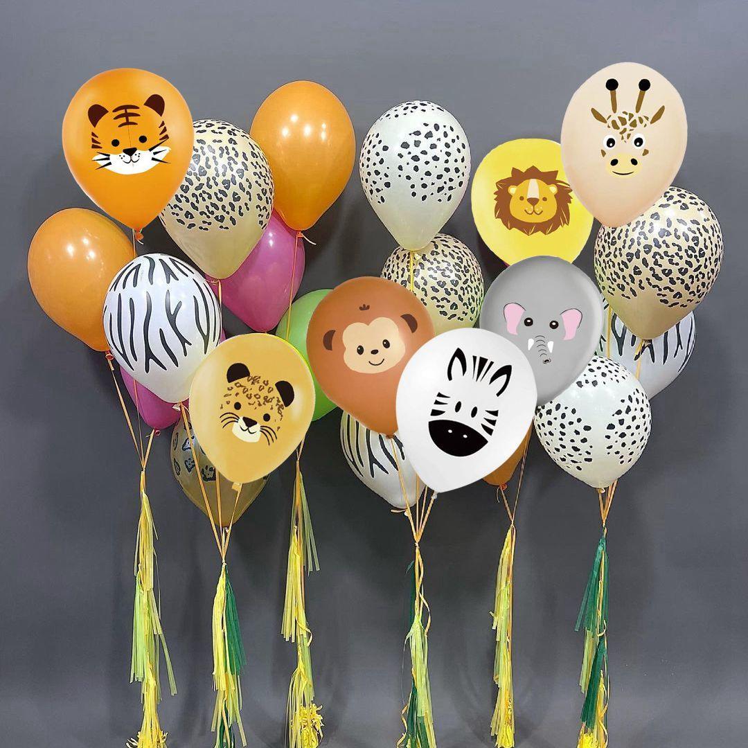 1set Animal Pattern Jungle Safari Birthday Party Latex Balloons Forest Animal Party Decoration Boy Kids Birthday Party Supplies
