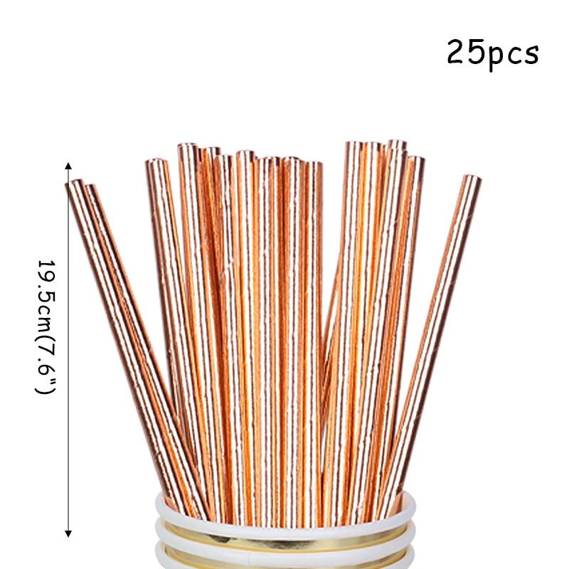 Rose Gold Party Disposable Tableware Set Party Table Decoration Paper Cups Plates Straws Wedding Birthday Party Supplies