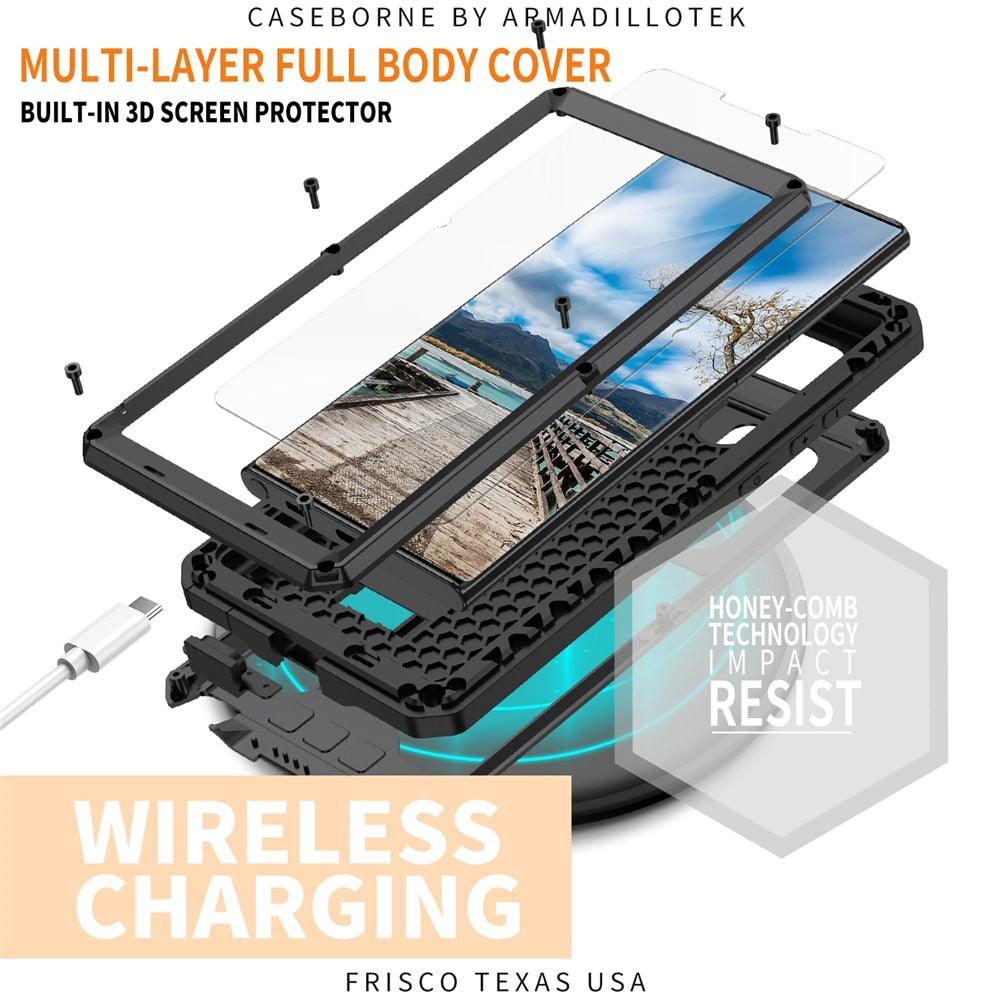 With Metal Stand Anti-fall Cover For Samsung Galaxy S23 S22 Ultra Plus 5G 2022 Phone Case Built-in Camera Protection Funda Coque