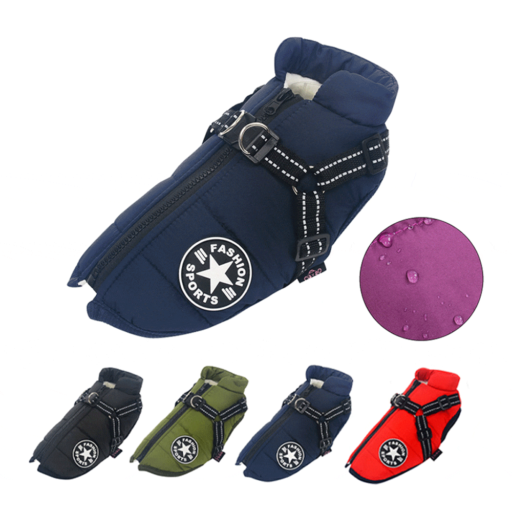 Winter Dog Clothes For Small Dogs Warm Fleece Large Dog Jacket Waterproof Pet Coat With Harness Chihuahua Clothing Puppy Costume - LinkLogic