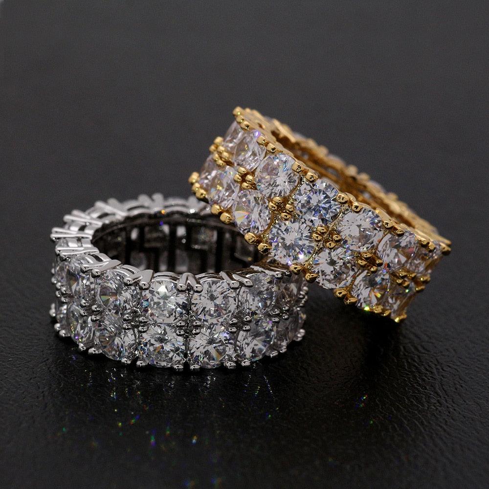 Bling Big Zircon Stone Gold Silver Color Hip Hop RIngs for Women Man Fashion Wedding Engagement Jewelry Best Gift 2019