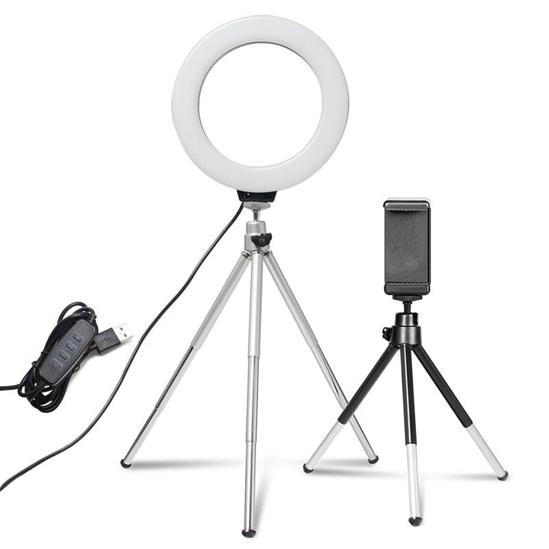 6inch Mini Selfie Ring Light Desktop LED Lamp Video Light With Tripod Phone Clip For YouTuber Photo Photography Studio