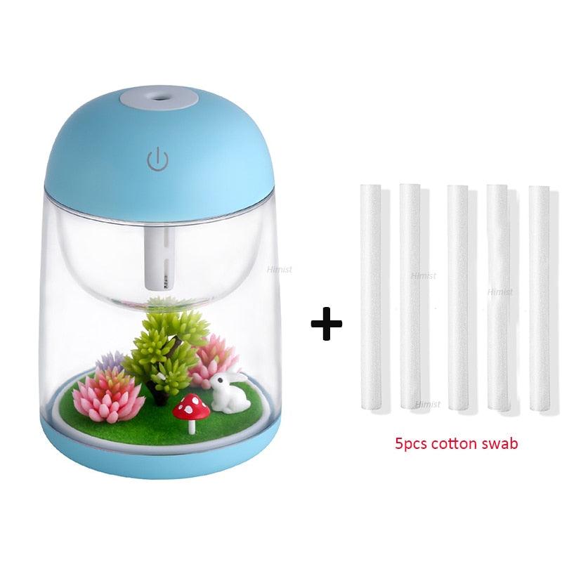 Mini Portable Mist Humidifier Transparent Micro-landscape Air Humidifier Spray Air Purifier Diffuser with LED Lights for Home