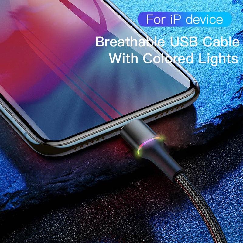 USB Cable For iPhone 12 11 13 Pro XS Max Xr X 8 7 6 LED Lighting Fast Charge Charger Date Phone Cable For iPad Wire Cord