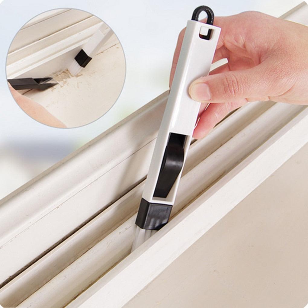 2 in 1 Multifunctional Computer Window Crevice Cleaning Brush Window Groove Keyboard Nook Dust Shovel Window Track Cleaning Tool
