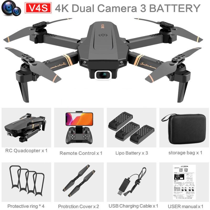 V4 RC Drone 4K/1080P HD Wide Angle Camera WiFi Fpv Dual Camera Foldable Quadcopter Real Time Transmission Helicopter Toy
